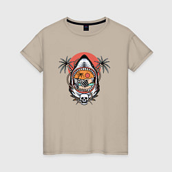 Женская футболка Акула и пальмы