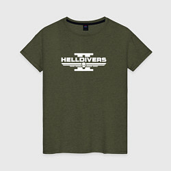 Футболка хлопковая женская Helldivers 2: Logo, цвет: меланж-хаки