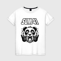 Футболка хлопковая женская Sum41 - rock panda, цвет: белый
