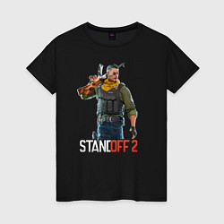 Футболка хлопковая женская Standoff 2 - character with a blindfold, цвет: черный