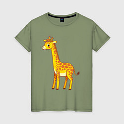 Футболка хлопковая женская Добрый жираф, цвет: авокадо