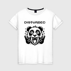 Футболка хлопковая женская Disturbed - rock panda, цвет: белый