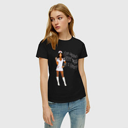 Футболка хлопковая женская Кто первый халат надел, цвет: черный — фото 2