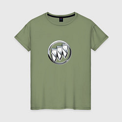 Футболка хлопковая женская Buick logo металик, цвет: авокадо