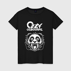 Футболка хлопковая женская Ozzy Osbourne rock panda, цвет: черный