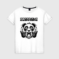 Футболка хлопковая женская Scorpions - rock panda, цвет: белый