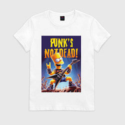 Футболка хлопковая женская Bart Simpson - punks not dead, цвет: белый