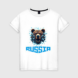 Женская футболка Russian bear head