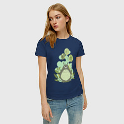 Футболка хлопковая женская Green Totoro, цвет: тёмно-синий — фото 2