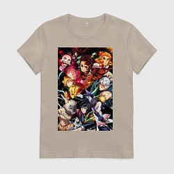 Футболка хлопковая женская Тандзиро Камадо Дзэнъицу Агацума, цвет: миндальный