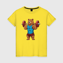 Женская футболка Медведь со штангой