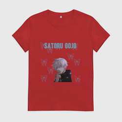 Женская футболка Сатору Годжо с бабочками