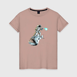 Женская футболка Астронавт верхом на рыбе удильщике