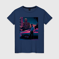 Футболка хлопковая женская Drive poster, цвет: тёмно-синий
