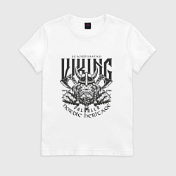 Футболка хлопковая женская Скандинавский викинг, цвет: белый