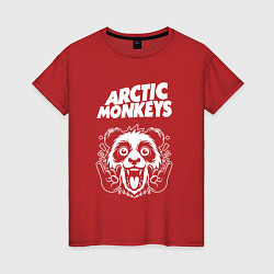 Футболка хлопковая женская Arctic Monkeys rock panda, цвет: красный