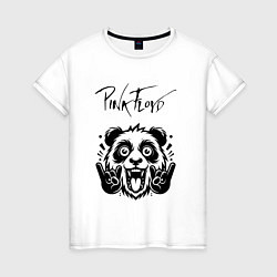 Футболка хлопковая женская Pink Floyd - rock panda, цвет: белый