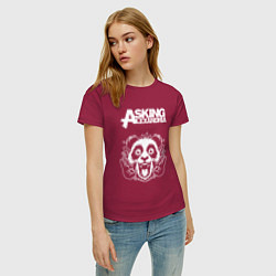 Футболка хлопковая женская Asking Alexandria rock panda, цвет: маджента — фото 2