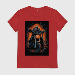 Женская футболка Скелет сатаны едет на старом мотоцикле