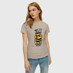 Футболка хлопковая женская Why bee cause im cool, цвет: миндальный — фото 2