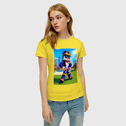 Футболка хлопковая женская Jotaro Kujo and Minecraft - collaboration, цвет: желтый — фото 2