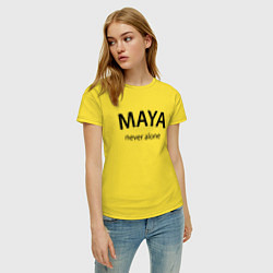 Футболка хлопковая женская Maya never alone- motto, цвет: желтый — фото 2