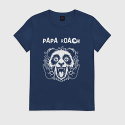 Футболка хлопковая женская Papa Roach rock panda, цвет: тёмно-синий