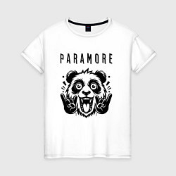 Футболка хлопковая женская Paramore - rock panda, цвет: белый