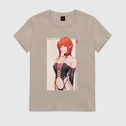 Футболка хлопковая женская Макима в корсете, цвет: миндальный