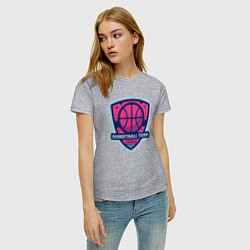 Футболка хлопковая женская Баскетбольная командная лига, цвет: меланж — фото 2