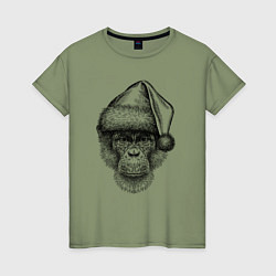 Женская футболка Новогодний шимпанзе