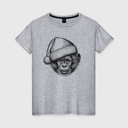 Женская футболка Новогодний шимпанзенок