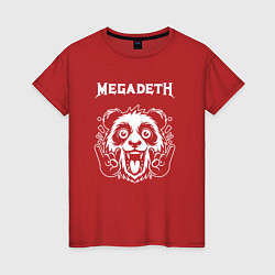 Футболка хлопковая женская Megadeth rock panda, цвет: красный