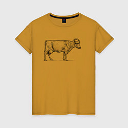 Женская футболка Новогодняя корова сбоку