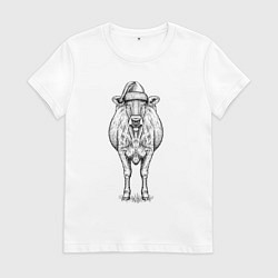 Женская футболка Новогодняя корова анфас