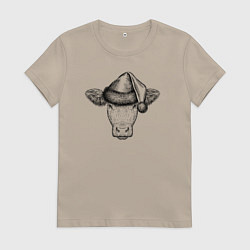 Женская футболка Буренка новогодняя