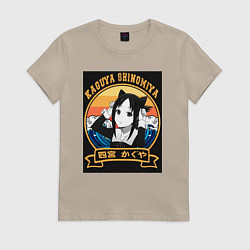 Футболка хлопковая женская Госпожа Кагуя с ушками, цвет: миндальный