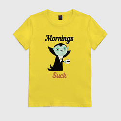 Женская футболка Вампир с чашкой кофе