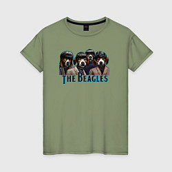 Футболка хлопковая женская Beatles beagles, цвет: авокадо