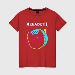 Футболка хлопковая женская Megadeth rock star cat, цвет: красный