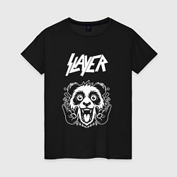 Футболка хлопковая женская Slayer rock panda, цвет: черный