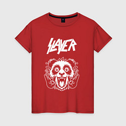 Футболка хлопковая женская Slayer rock panda, цвет: красный