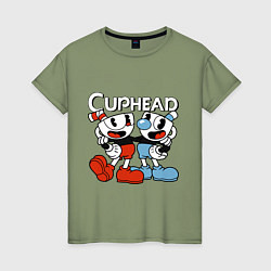 Женская футболка Cuphead and Mugman