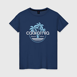 Футболка хлопковая женская California beach, цвет: тёмно-синий