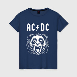 Футболка хлопковая женская AC DC rock panda, цвет: тёмно-синий