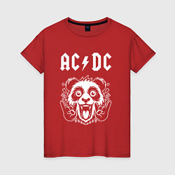 Футболка хлопковая женская AC DC rock panda, цвет: красный