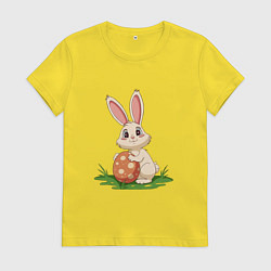 Женская футболка Пасхальный кролик и пасхальное яйцо