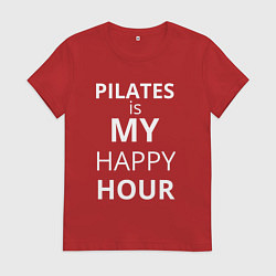 Женская футболка Pilates is my happy hour -  пилатес мой любимый ча
