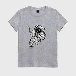 Футболка хлопковая женская Alone astronaut, цвет: меланж