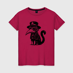 Женская футболка Кот в маске чумного доктора